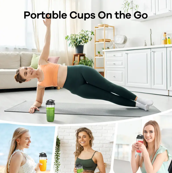 Ganiza Smoothie Blender 1100W – 6-Blade Personal Blender with 4 BPA-Free Cups