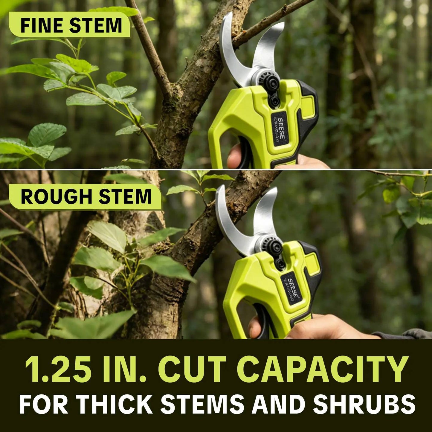 Electric Pruning Shears – 1.25" Cordless Power Pruner with Brushless Motor & Dual 21V Battery for Tree & Flower Trimming
