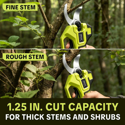 Electric Pruning Shears – 1.25" Cordless Power Pruner with Brushless Motor & Dual 21V Battery for Tree & Flower Trimming