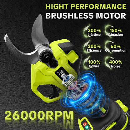 Electric Pruning Shears – 1.25" Cordless Power Pruner with Brushless Motor & Dual 21V Battery for Tree & Flower Trimming
