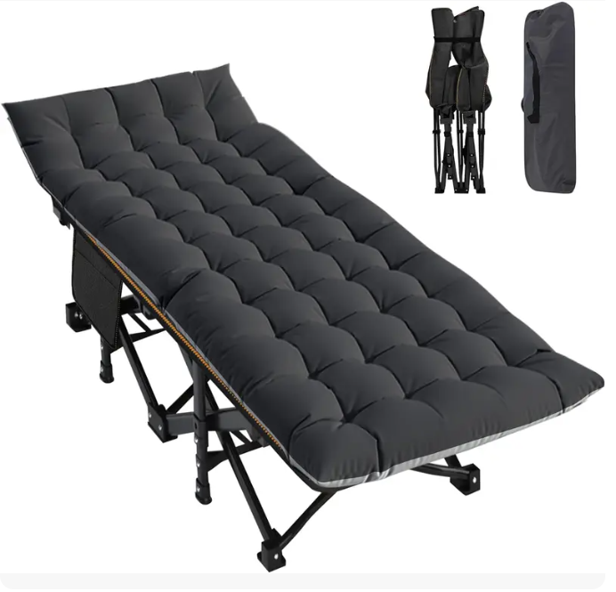 DoCred XXL Folding Camping Cot with Mattress — Heavy Duty Portable Bed for Camping, Hiking, Travel & Home Guest Use