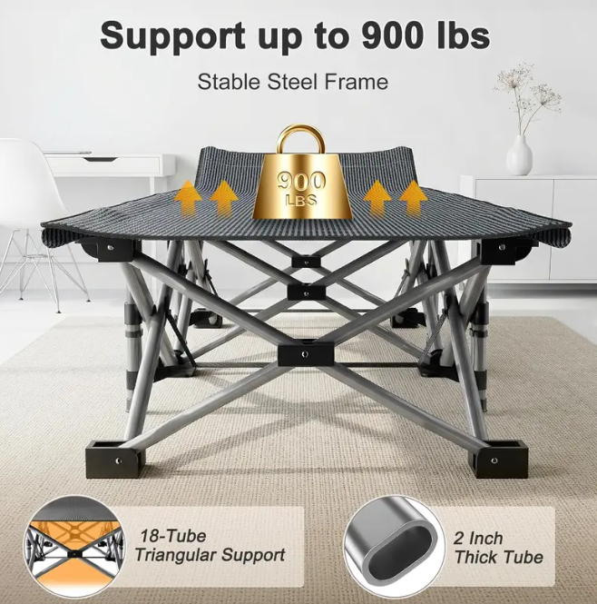 DoCred XXL Folding Camping Cot with Mattress — Heavy Duty Portable Bed for Camping, Hiking, Travel & Home Guest Use