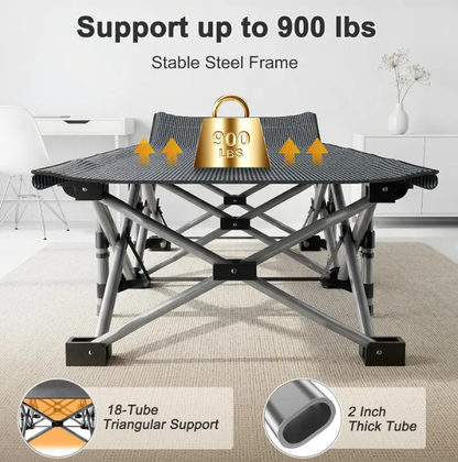 DoCred XXL Folding Camping Cot with Mattress — Heavy Duty Portable Bed for Camping, Hiking, Travel & Home Guest Use