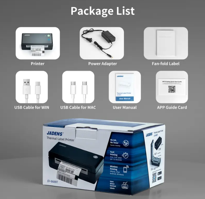 Portable Bluetooth Thermal Label Printer – Wireless, Inkless, Compatible with iOS, Android, Windows & Mac