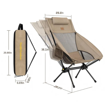 Outdoor Camping Lounger Chair – Adjustable Tilting Frame, Lightweight Aluminum, 250 lbs Capacity, Foldable with Carry Bag