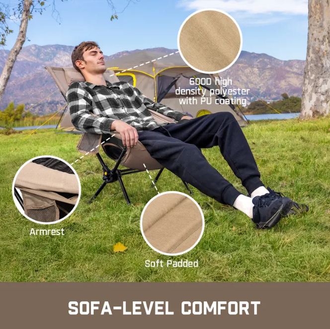 Outdoor Camping Lounger Chair – Adjustable Tilting Frame, Lightweight Aluminum, 250 lbs Capacity, Foldable with Carry Bag