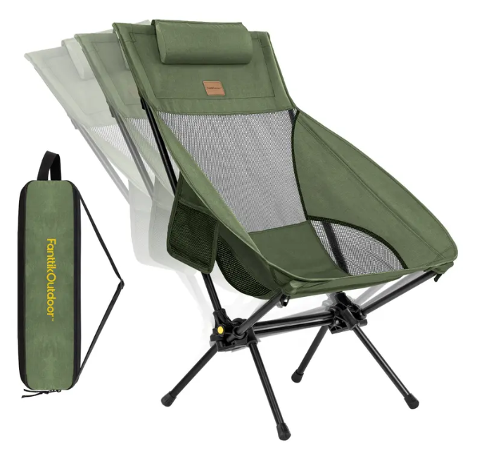 Outdoor Camping Lounger Chair – Adjustable Tilting Frame, Lightweight Aluminum, 250 lbs Capacity, Foldable with Carry Bag