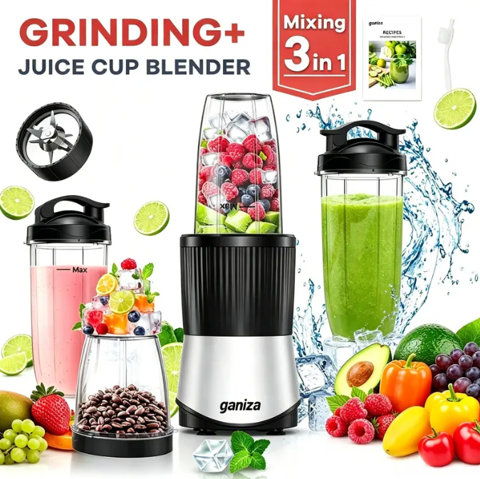 Ganiza Smoothie Blender 1100W – 6-Blade Personal Blender with 4 BPA-Free Cups