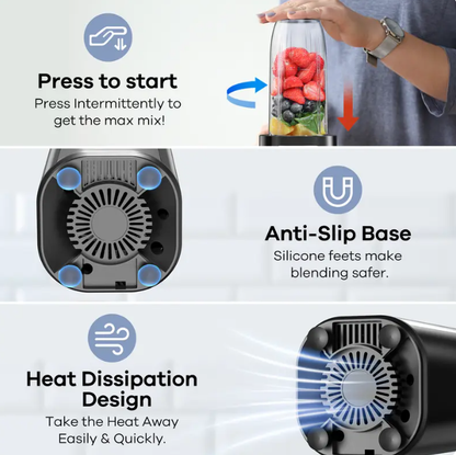 Ganiza Smoothie Blender 1100W – 6-Blade Personal Blender with 4 BPA-Free Cups
