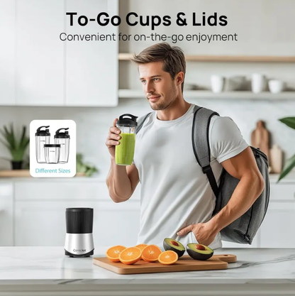 Ganiza Smoothie Blender 1100W – 6-Blade Personal Blender with 4 BPA-Free Cups