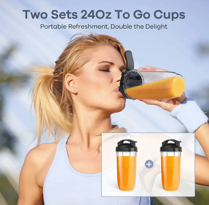 Ganiza Smoothie Blender 1100W – 6-Blade Personal Blender with 4 BPA-Free Cups